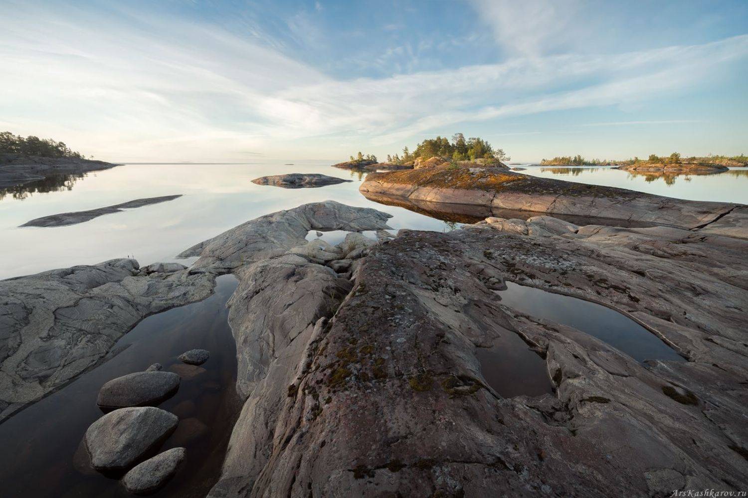 карелия, ладожские шхеры, ладога, камни, скалы, мыс, штиль, Арсений Кашкаров