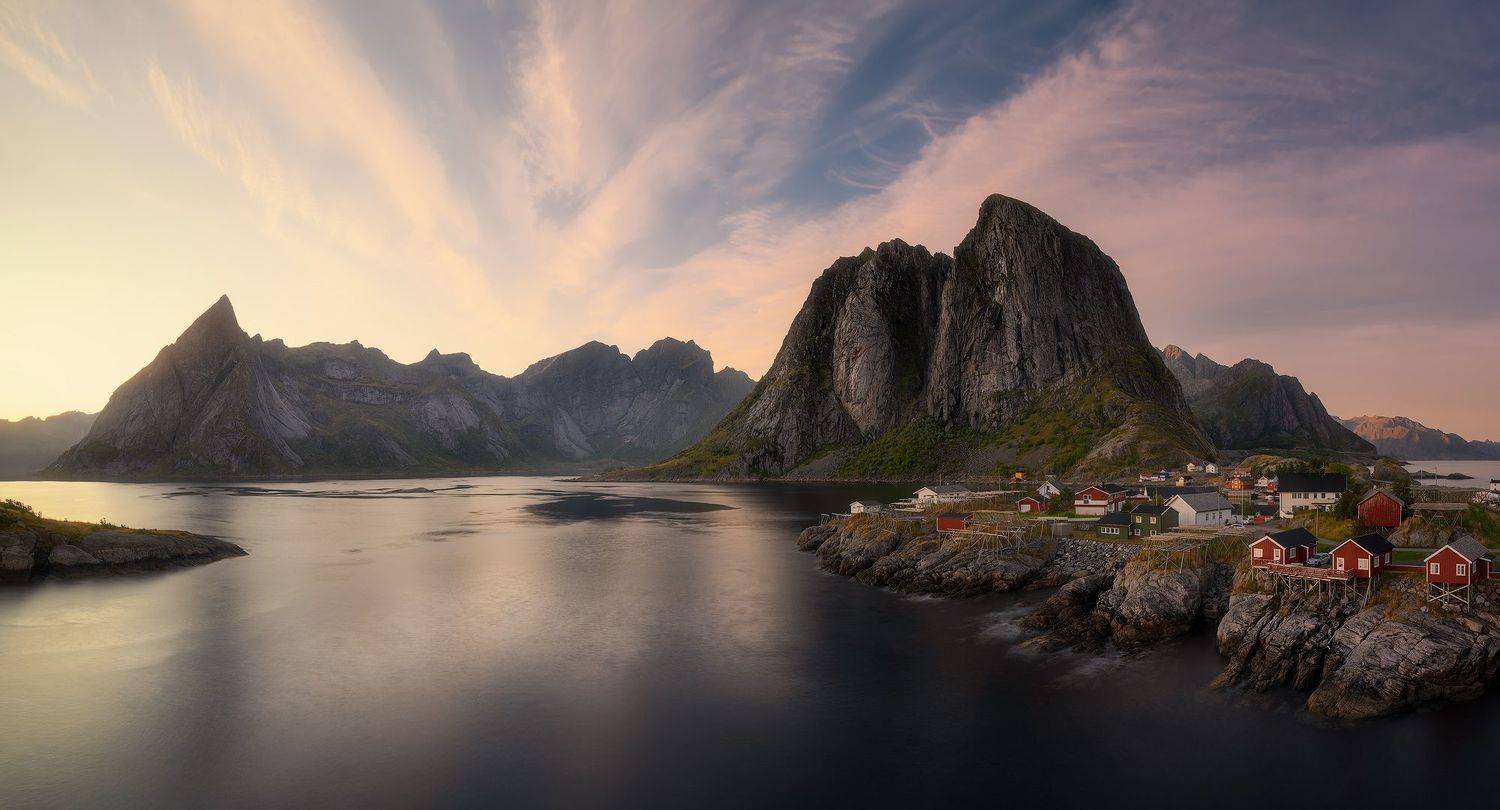 норвегия, лофотен, лофотенские острова, закат, рассвет, хамнёй, norway, lofoten, lofoten islands, sunset, sunrise, golden hour, hamnoy, Эрнест Вахеди
