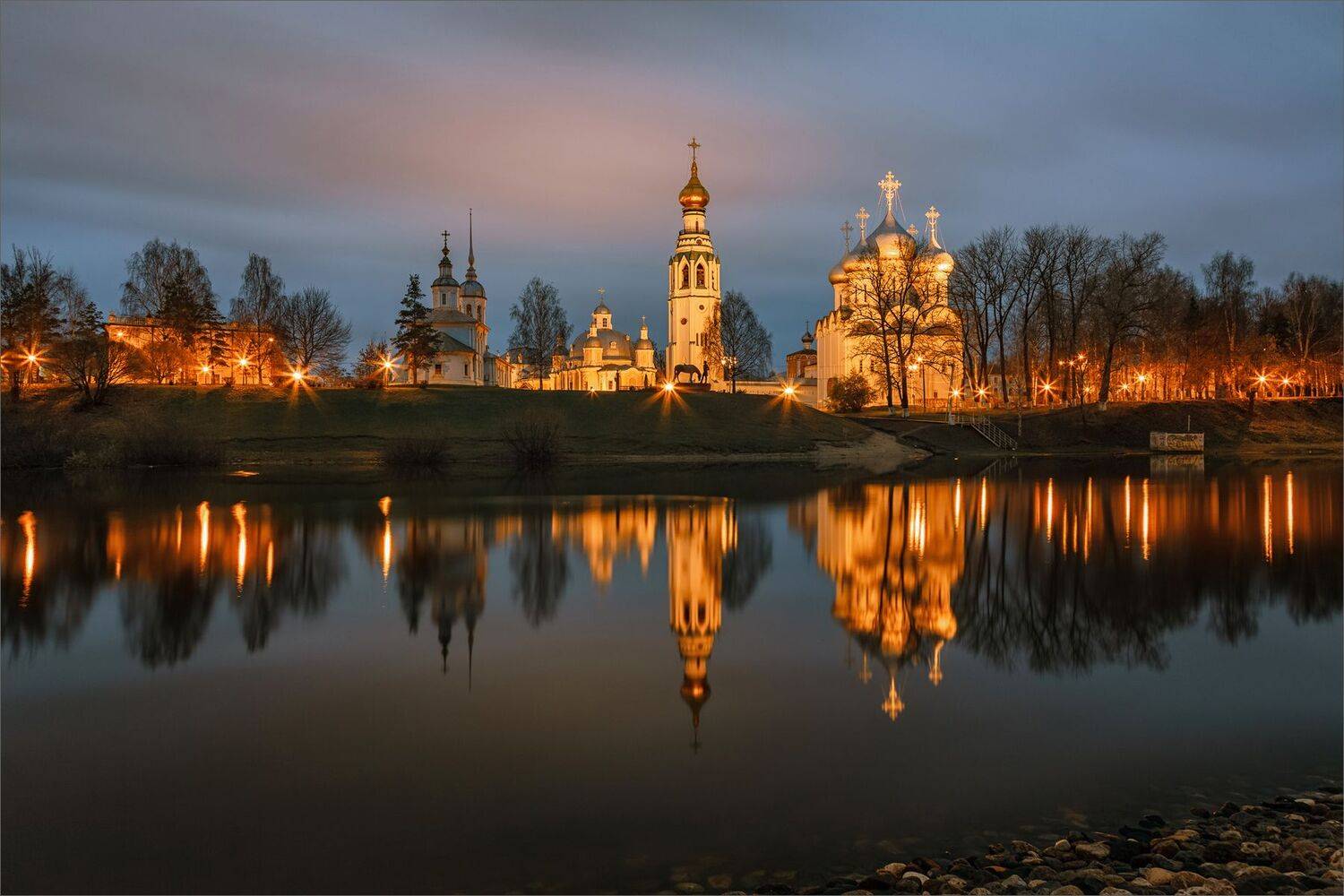 пейзаж, город, архитектура, вологодский кремль, ночь, отражения, река, вологда, александр никитинский, Никитинский Александр