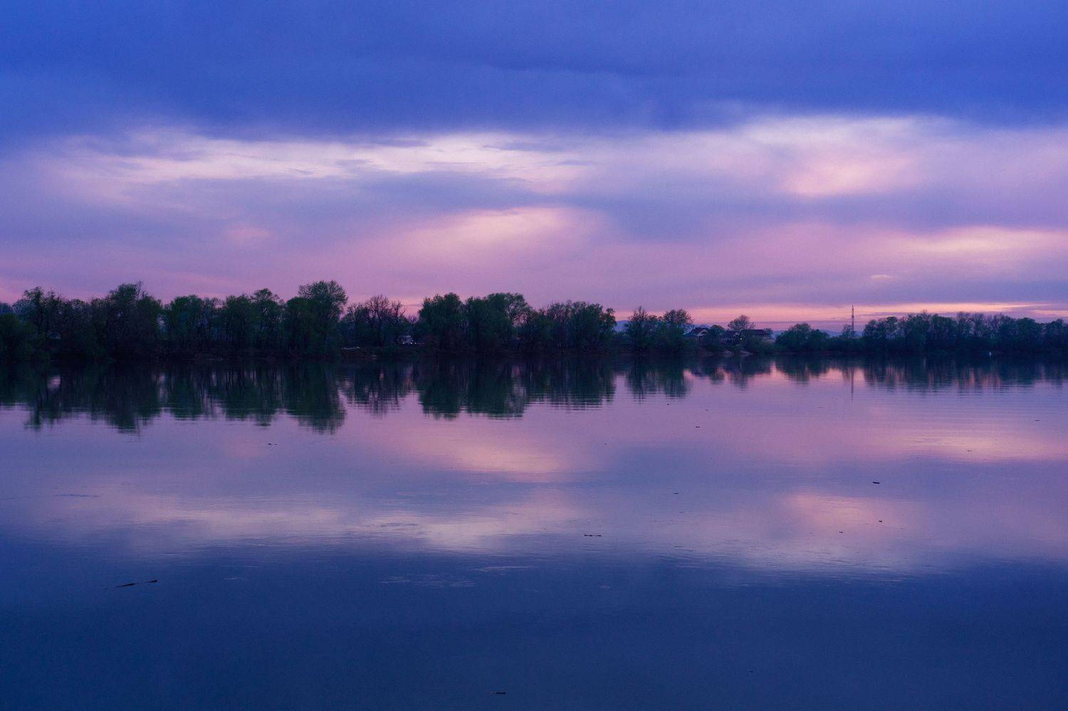 отражение, река, закат, Елена Шевченко