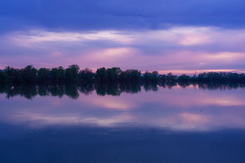 отражение, река, закат Закатное отражение фото превью