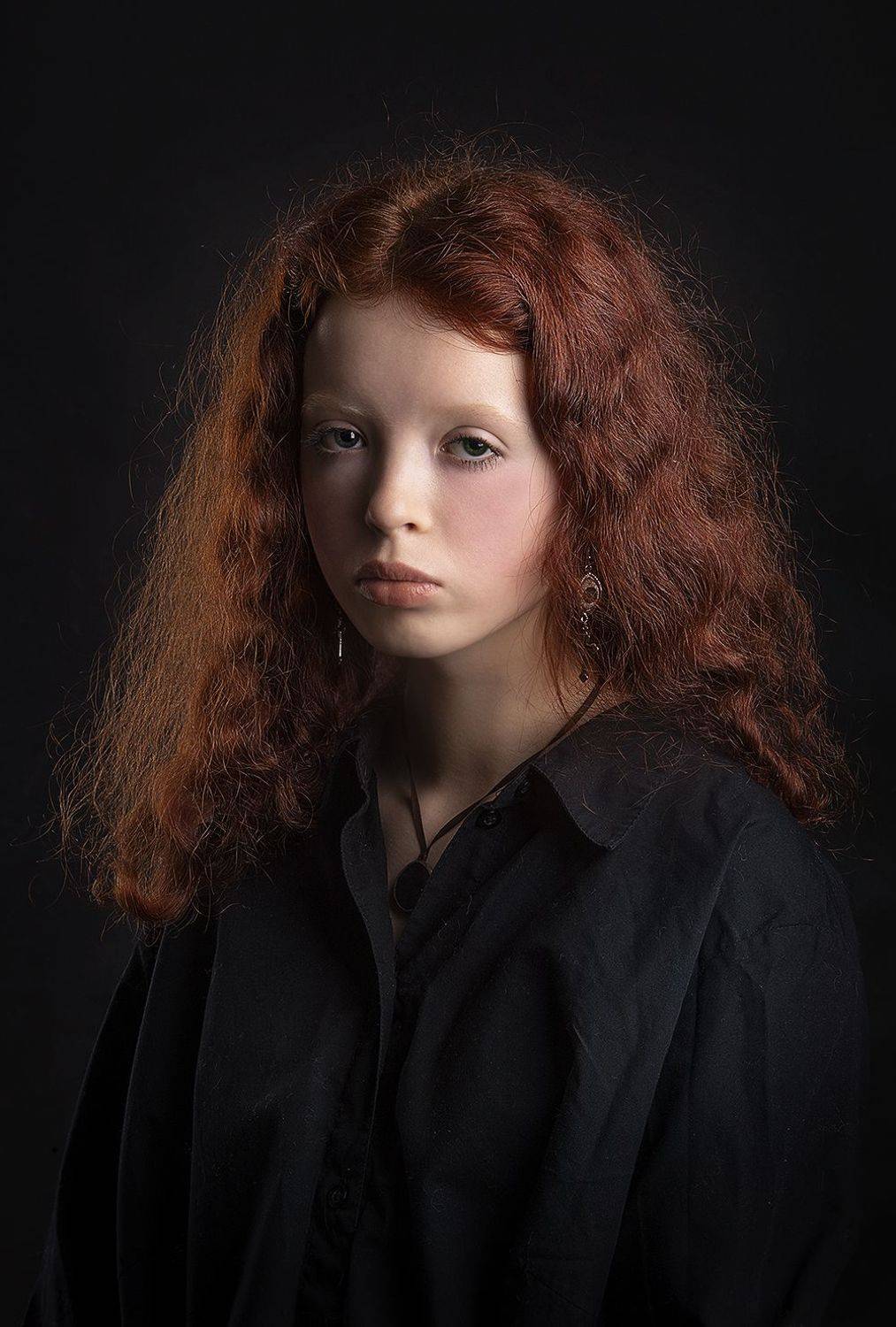 портрет, рыжие волосы, девушка, Boji