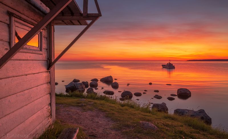 пейзаж, природа, море, эстония Встреча рассвета фото превью