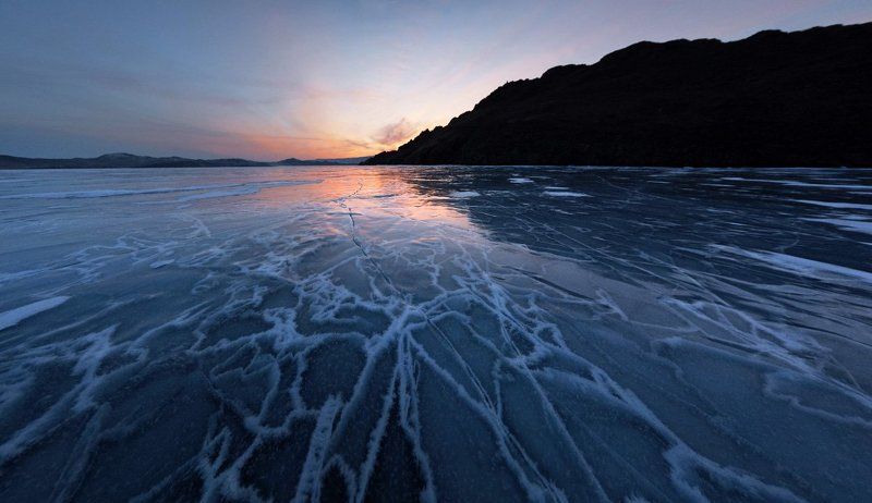 Байкал, Закат, Лёд, Ольхон Лёд залива Хул фото превью