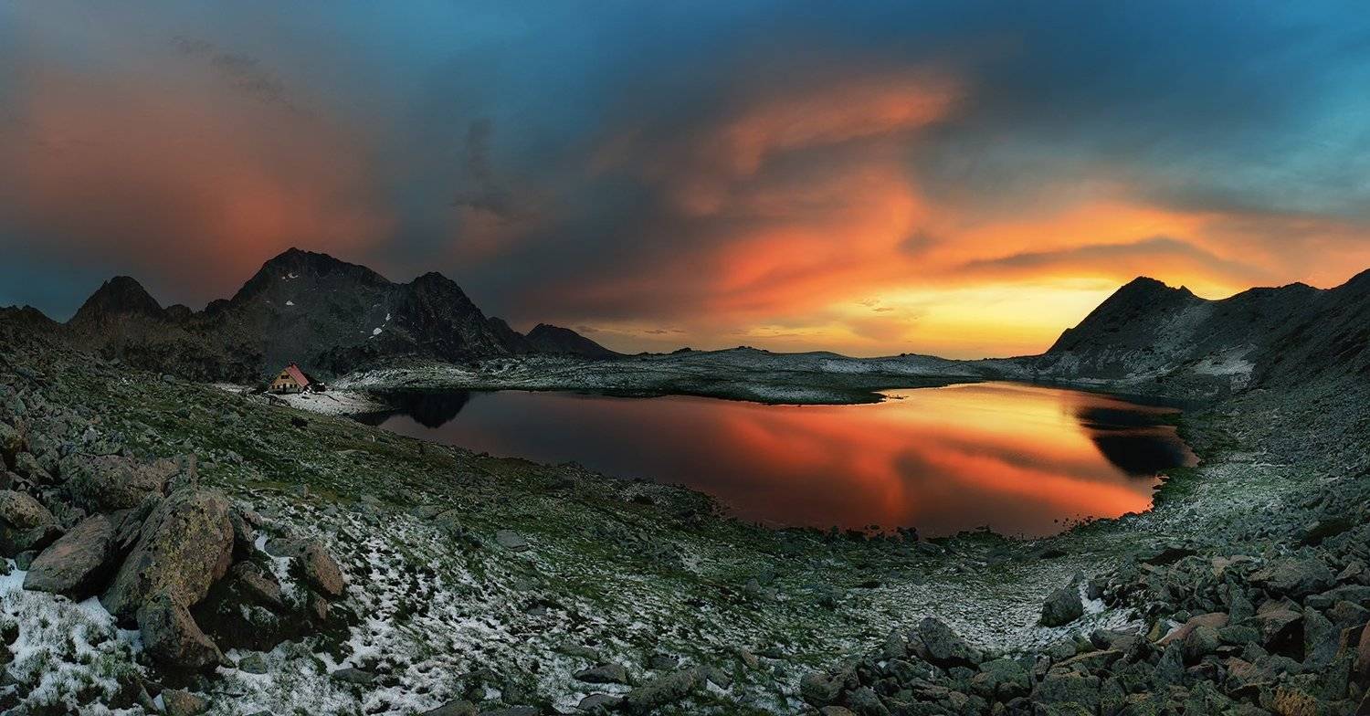 Болгария, Горы, Закат, Озеро, Снег, Красимир Матаров