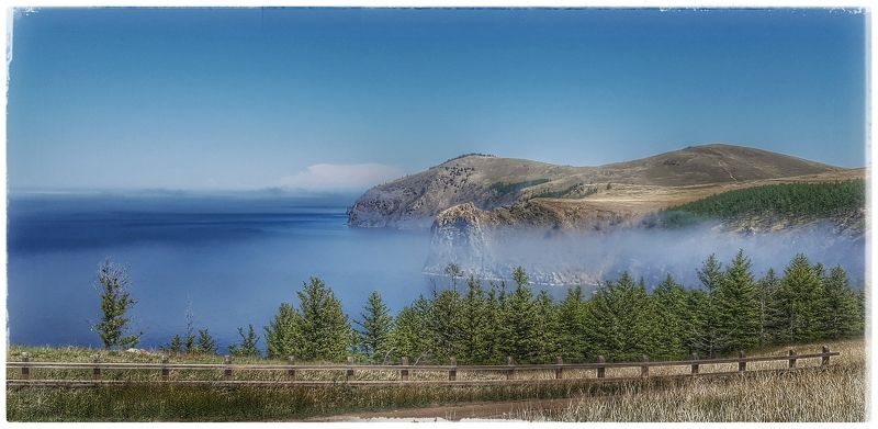 Байкал, туман,пейзаж.  Туман над Байкалом.  фото превью