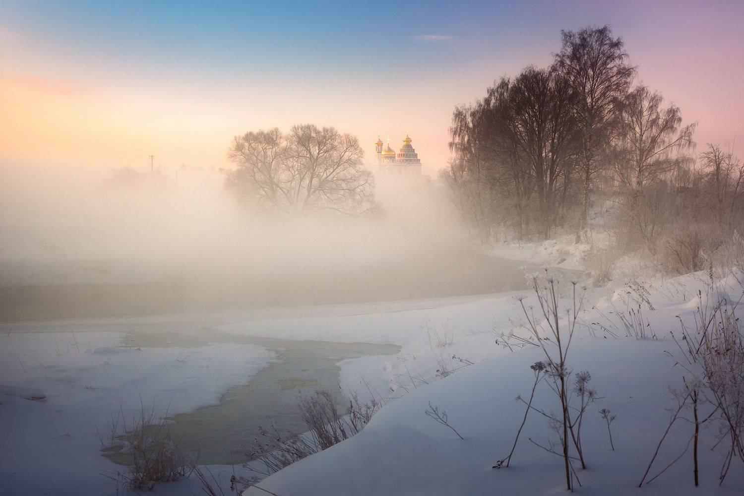 истра, храм, туман, подмосковье, зима, Александр Стрельчук