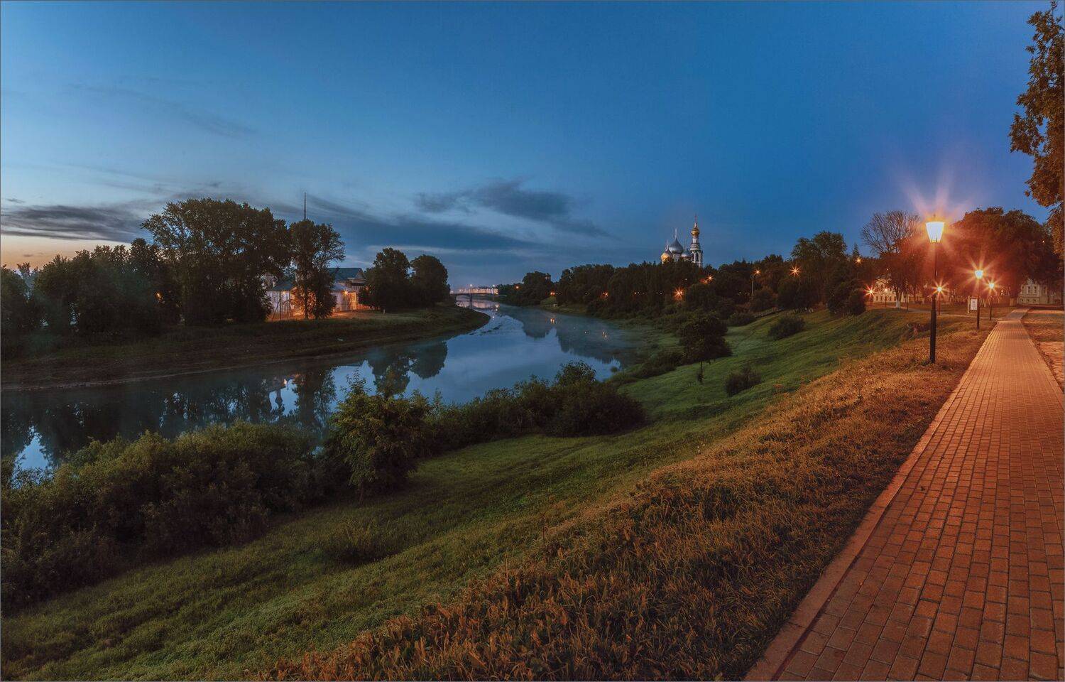 пейзаж, город, архитектура, вологодский кремль, ночь, отражения, река, вологда, александр никитинский, Никитинский Александр