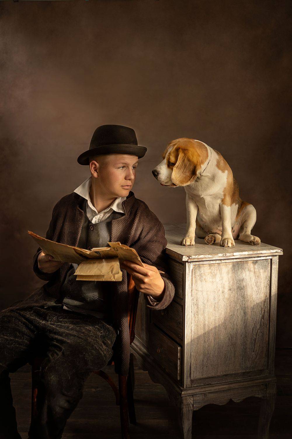 дети, детская фотография, мальчик, мальчишки, портрет, естественный свет, бигль, Елена Чернигина