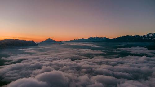 Above the clouds.