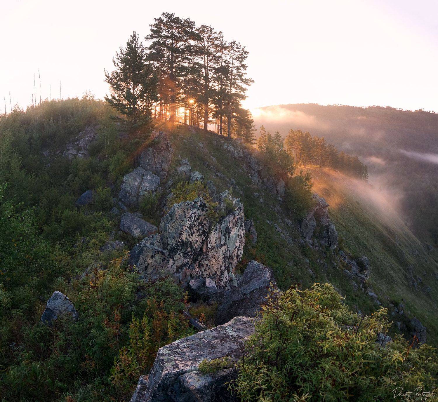рассвет, пейзаж, камни, туман, Портных Дмитрий