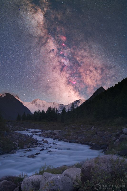 алтай, аккем, млечный путь, белуха, горный алтай Аккемская ночь фото превью