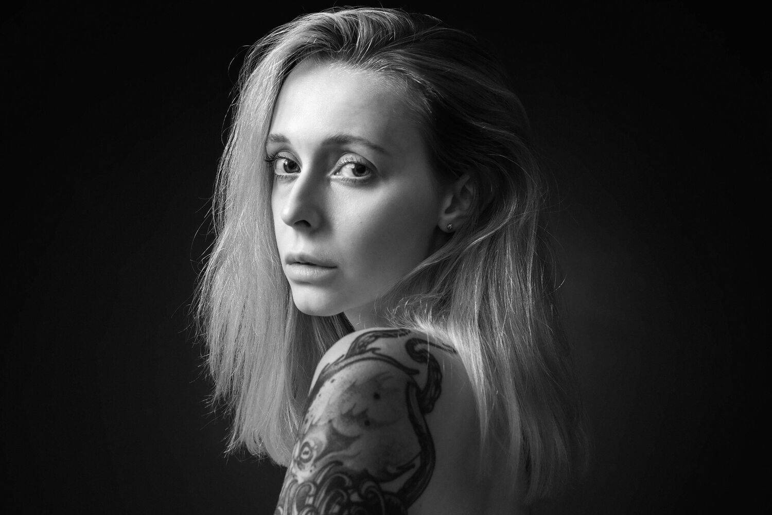 девушка портрет чб блондинка bw portrait, Миндру Александр