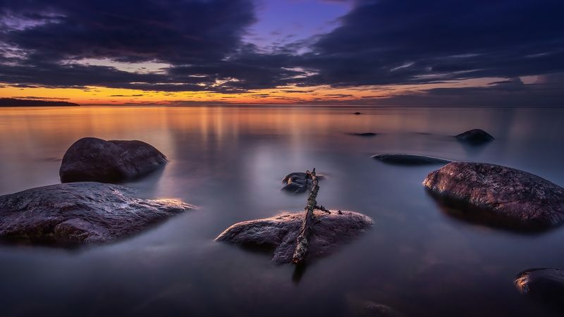 озеро, лето, россия, природа, небо, камни, закат Ладожское озеро фото превью