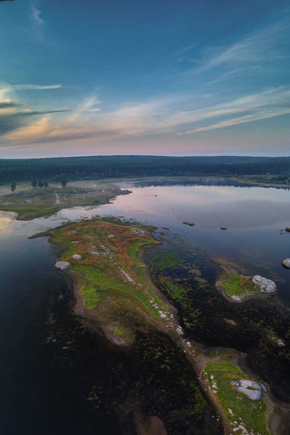 озеро камни урал пейзаж утро остров туман, Жданов Дмитрий