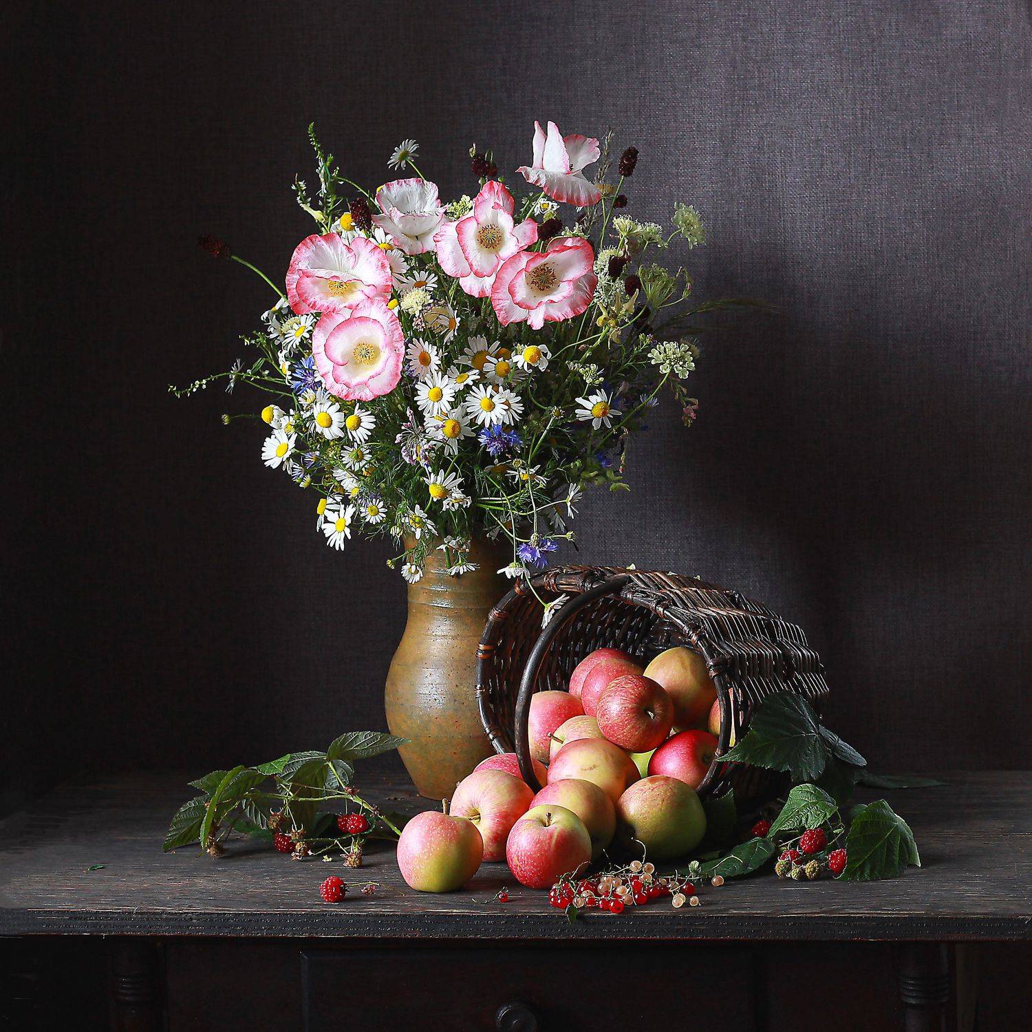 натюрморт, фотонатюрморт, лето, цветы, яблоки, ромашки, маки, натальяказанцева, фотохудожник, stillifefoto, Наталья Казанцева