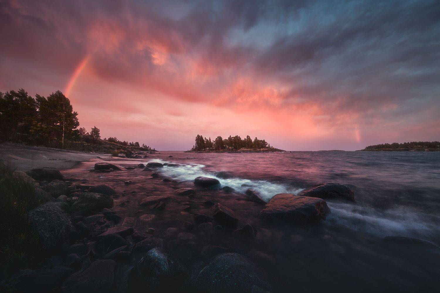 Ладога, закат, радуга, Кононов Антон