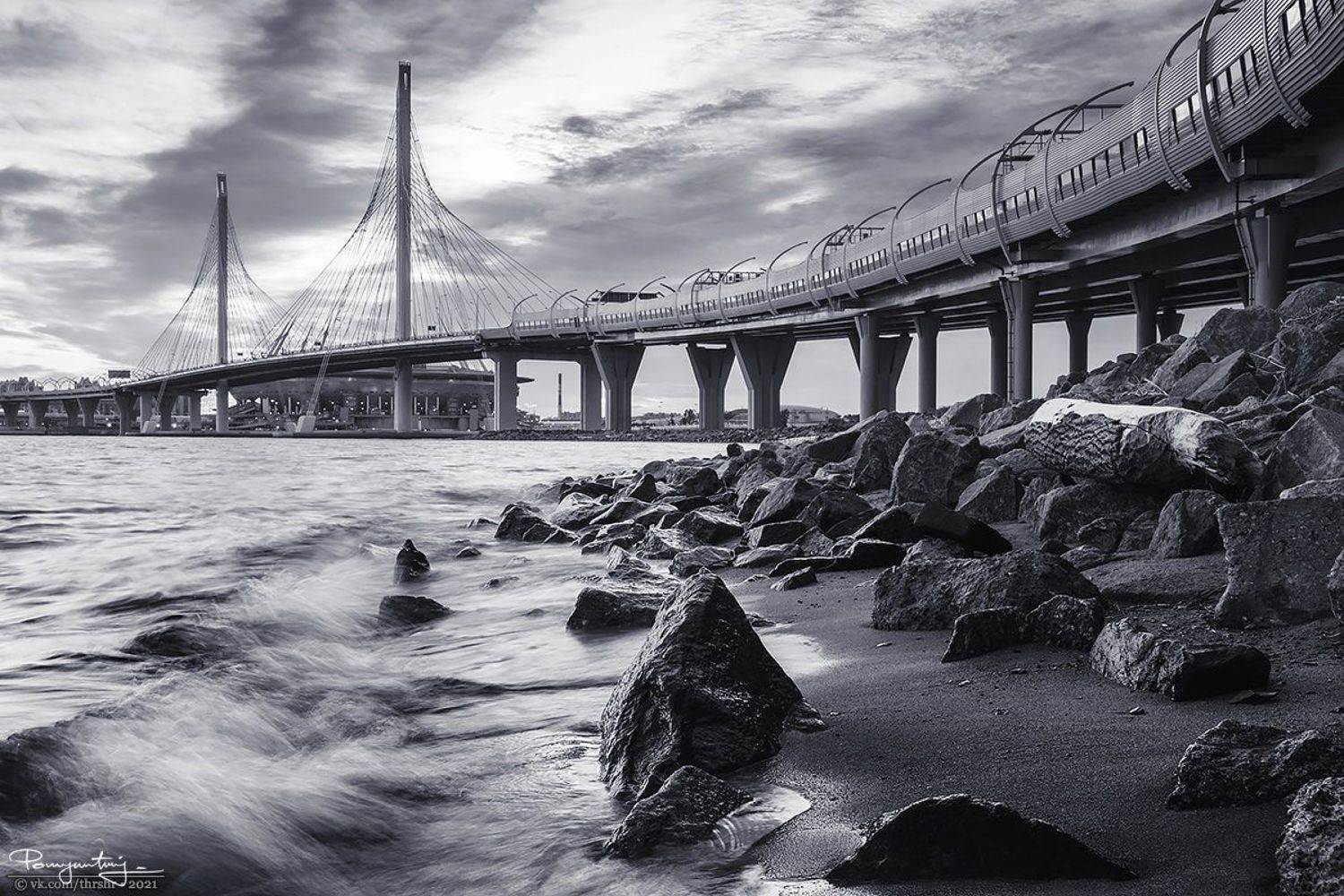 санкт-петербург, спб, питер, зсд, мост, вантовый, петровский, фарватер, берег, волна, Андрей Помянтовский