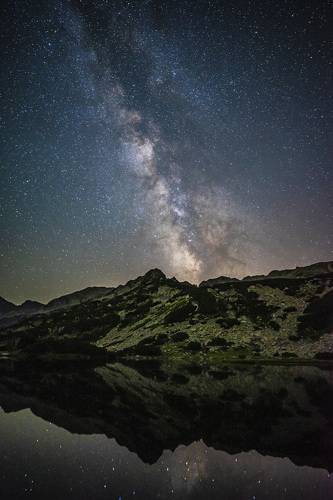 Milky way over Muratovo lake