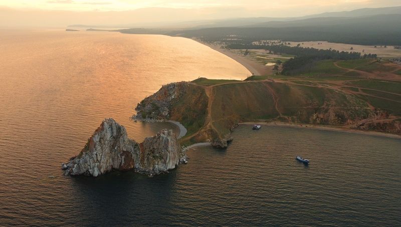 island, lake, sea, sunrise, dawn, sky, morning, rock, nature, landscape, horizon, summer, shore, relief Morning for the Shaman фото превью