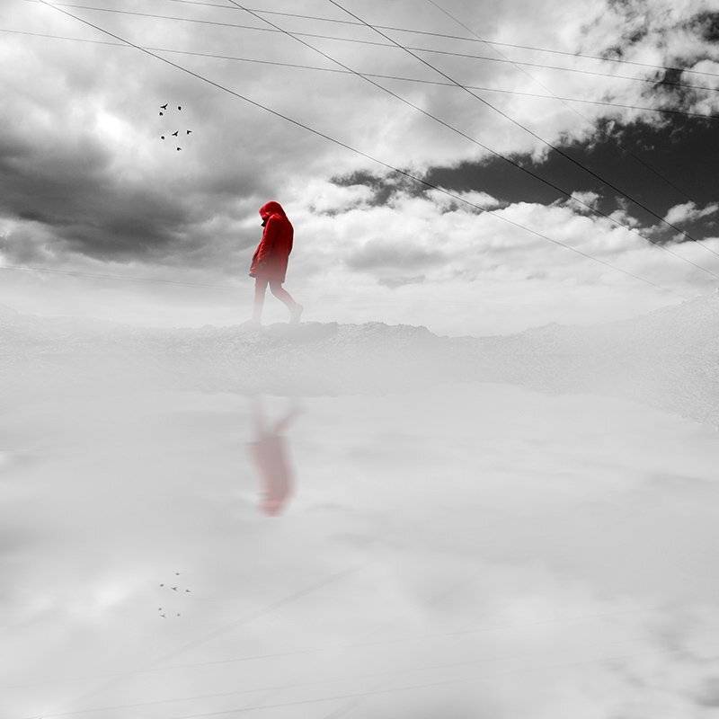 concept, fine art, manipulation, creative, conceptual, edit, sky, human, milad safabakhsh, fog, red, girl, milad safabakhsh