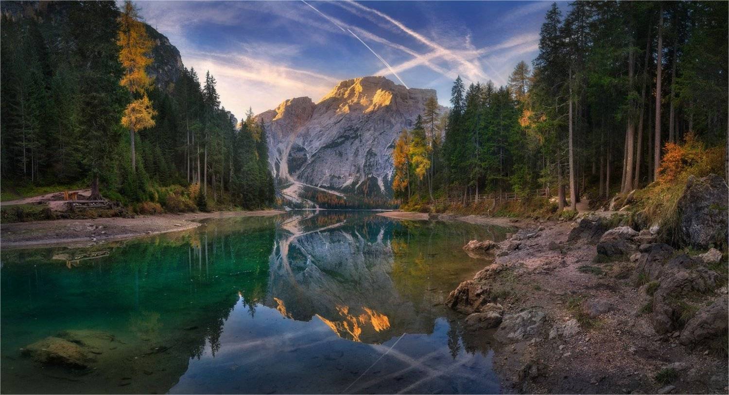 Italy, Lago di Braies, Горы, Ди брайес, Доломитовые альпы, Италия, Озеро, Отражение, Сосны, Александр Киценко