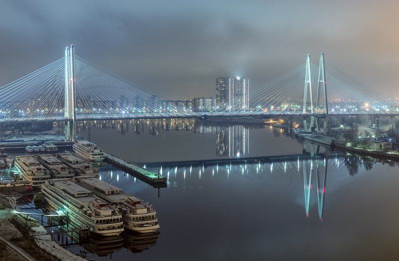 Вантовый мост, Городской пейзаж, Нева, Пейзаж, Питер *** фото превью