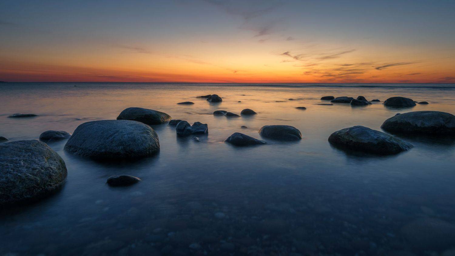 ночное море, балтийское море, штиль, закат, Popoff Dmitry