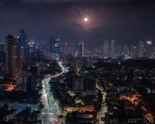 Full moon over Tel Aviv