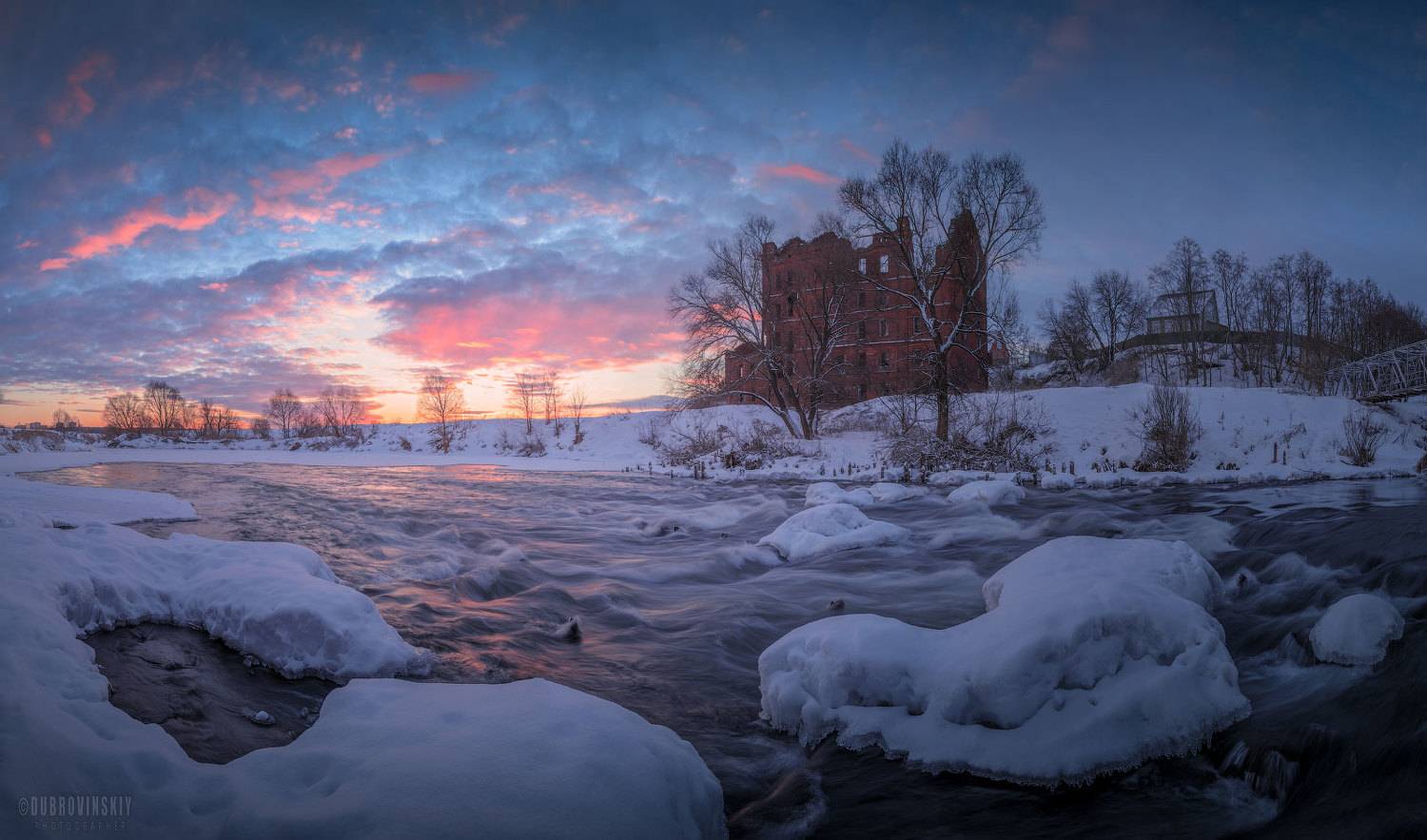 юрятино, река, зима, рассвет, Дубровинский Михаил