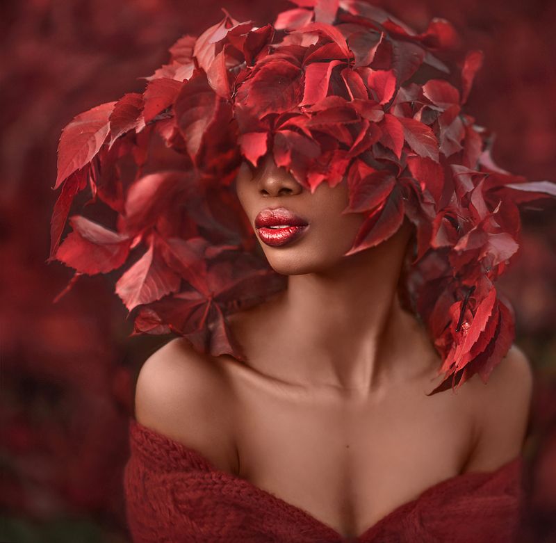 осень, красный, цвет, портрет Красный фото превью