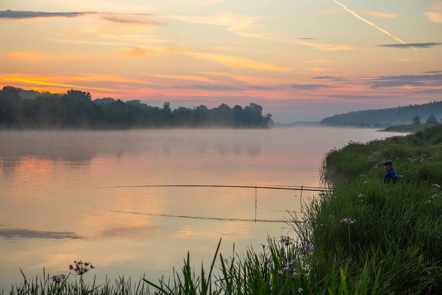 клязьма рассвет река рыбак туман, Дмитрий Алексеев
