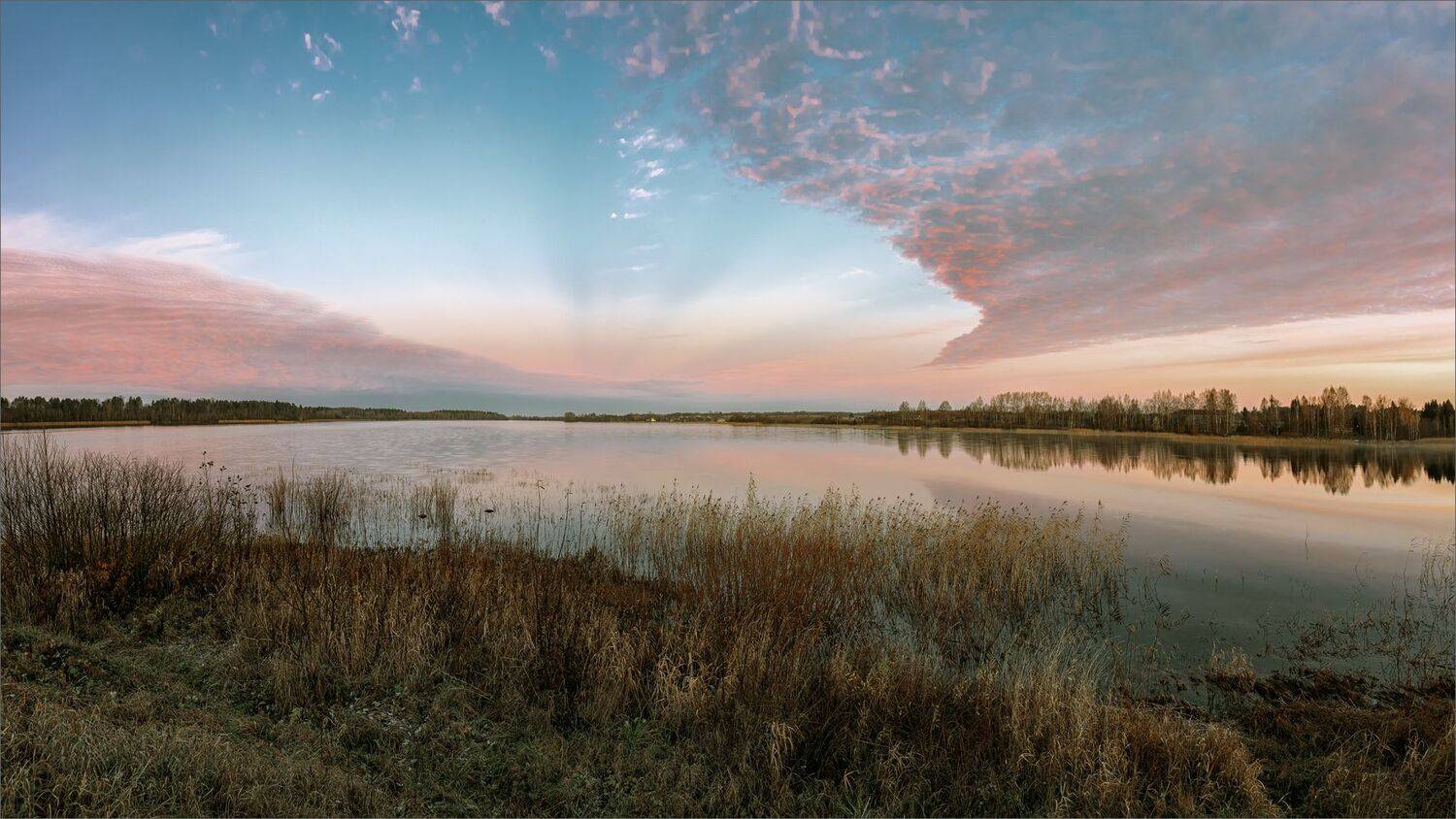 пейзаж, осень, атро, рассвет, озеро, облака, александр никитинский., Никитинский Александр