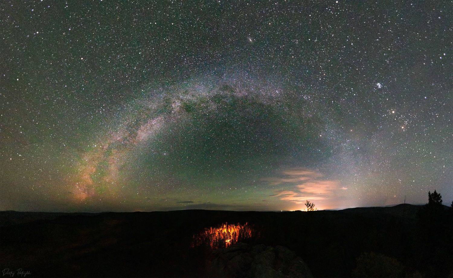 млечный путь, ночь, звезды, лес, пейзаж, milkyway, панорама, Портных Дмитрий