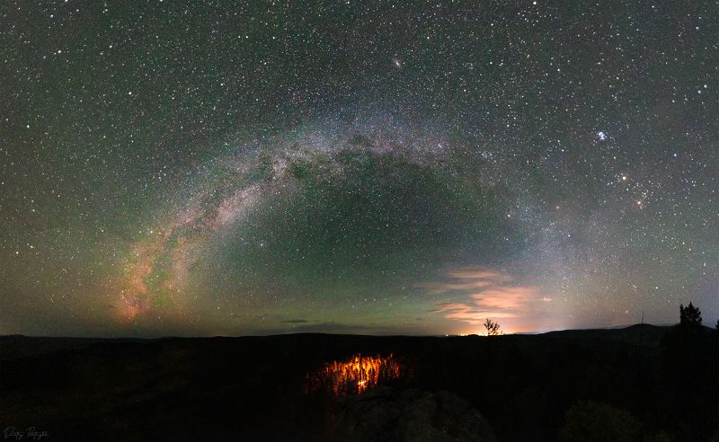млечный путь, ночь, звезды, лес, пейзаж, milkyway, панорама Млечный путь над Забайкальской тайгой фото превью