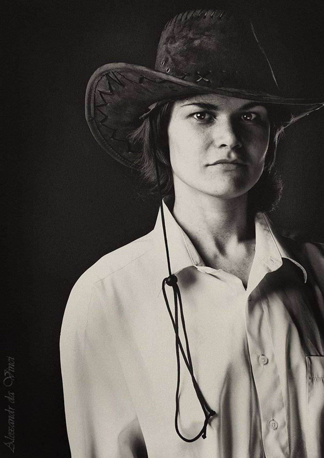 портрет, ковбойская шляпа, ковбой, девушка ковбой, девушка в шляпе, Alexandr da Vinci