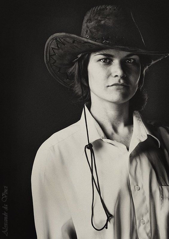 портрет, ковбойская шляпа, ковбой, девушка ковбой, девушка в шляпе Наташа фото превью