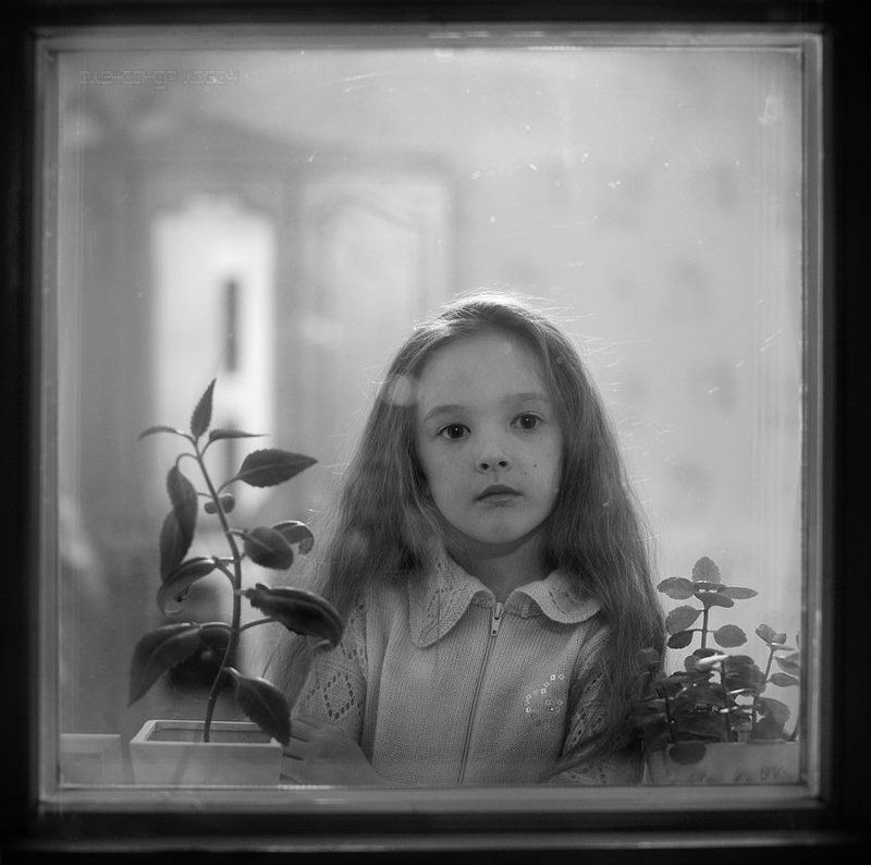 девочка,вечер,окно А за окном... фото превью