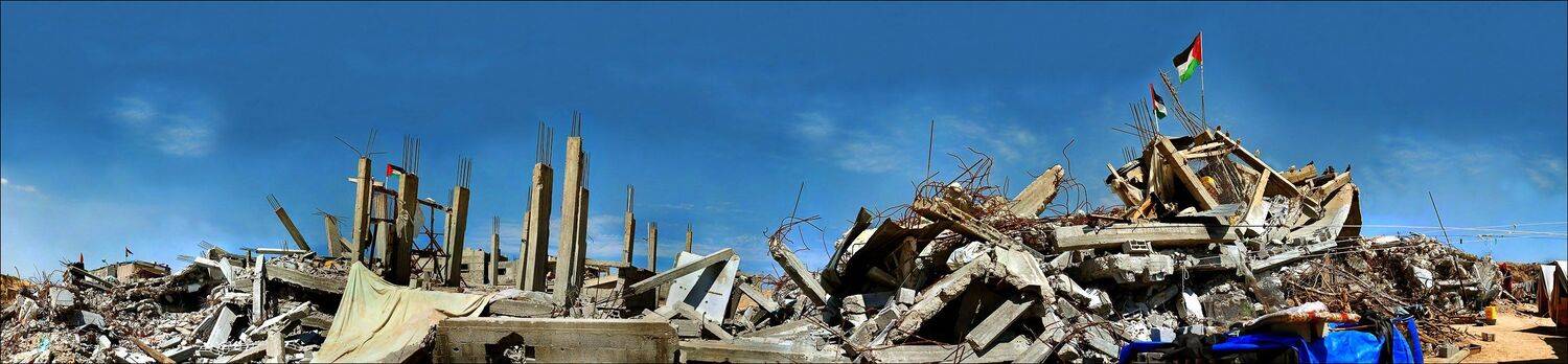 палестина. сектор газа. последствия бомбардировок, руины, флаг, Григорий Беденко