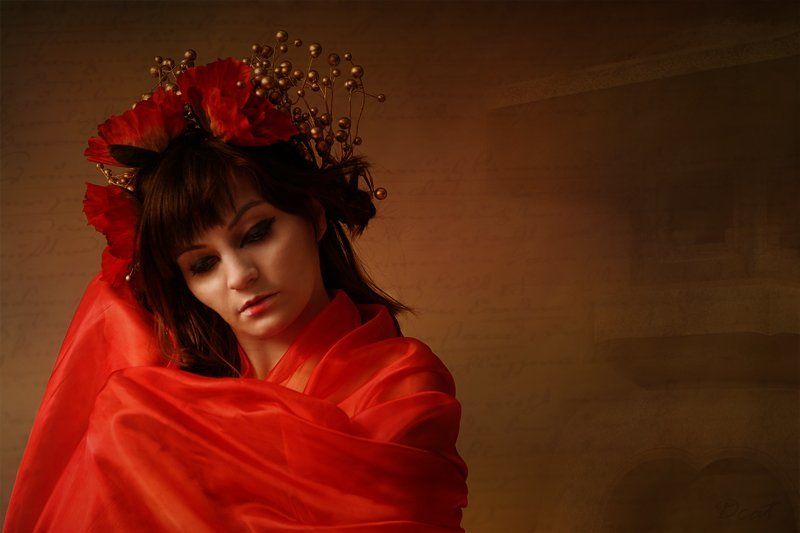 девушка, японка, письмо, ждать, грусть, маки ****** фото превью