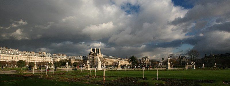 франция, париж, лувр, тюльрьи, вид, туча, небо Небо над Лувром фото превью