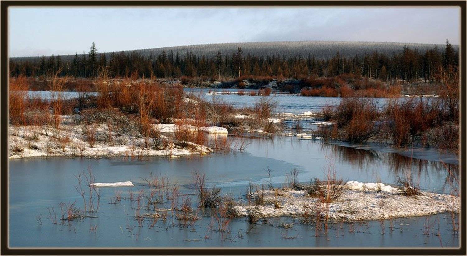 река, ледоход, тайга, Солодухин Виктор