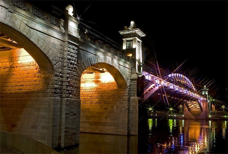 мост,ночь,фонари,огни *** фото превью