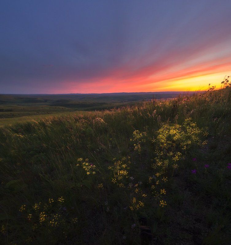 Забайкалье, Забайкальская степь, Закат в Забайкалье, Степь, Чернышевск, Чернышевский район Закат в Забайкальской степи. фото превью