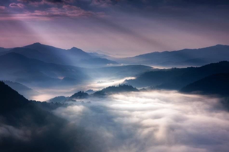 Mist, Pieniny, Rays, Sunrise, Marcin Sobas