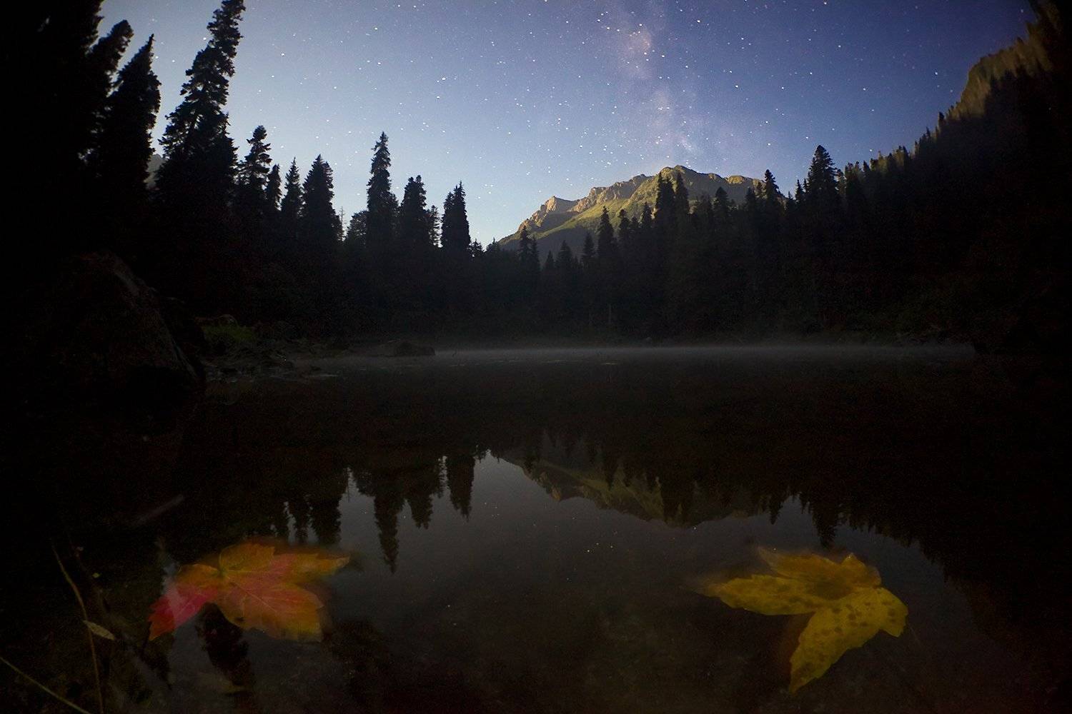 Горное озеро, Горы, Западный Кавказ, Лисья, Млечный путь, Ночь, Никифоров Егор