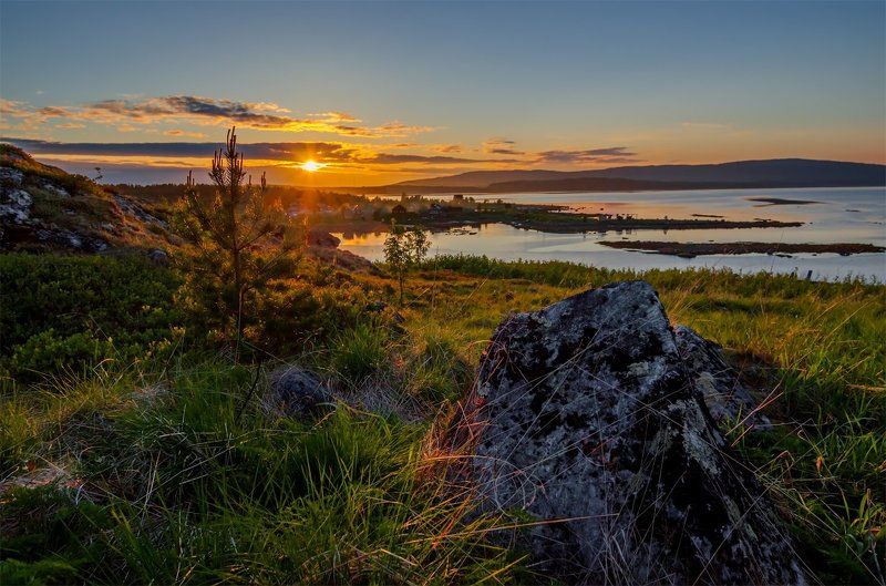 белое море, закат, кольский п-ов, лето, море, панорама, пейзаж, природа, путешествие, север, туризм Белое море фото превью