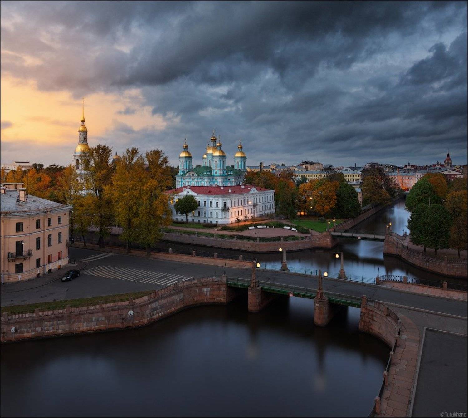 Закат, Мосты, Никольский, Осень, Санкт-Петербург, Собор, Иван Турухано