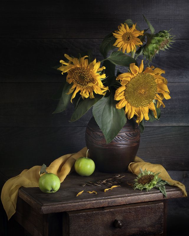 Вечер, подсолнухи. фото превью