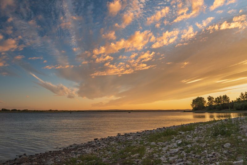 лето, вечер, закат, ириклинское водохранилище, оренбургская область Закат на Ирикле фото превью